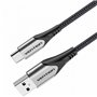 Cabo USB 2.0 Tipo-C Vention CODHH/ USB Macho - USB Tipo-C Macho/ Até 60W/ 480Mbps/ 2m/ Cinza
