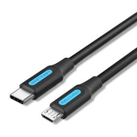 Cabo USB 2.0 Tipo-C Vention COVBD/ USB Tipo-C Macho - MicroUSB Macho/ Até 10W/ 480Mbps/ 50cm/ Preto