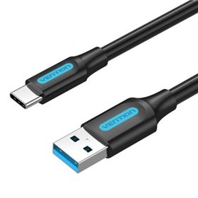 Cabo USB 3.0 Tipo-C Vention COZBC/ USB Macho - USB Tipo-C Macho/ Até 60W/ 5Gbps/ 25cm/ Preto