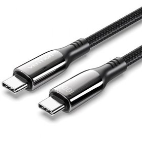 Cabo USB 2.0 Tipo-C 5A 100W Vention CTKBAV/ USB Tipo-C Macho - USB Tipo-C Macho/ Até 100W/ 480Mbps/ 1.2m/ Preto