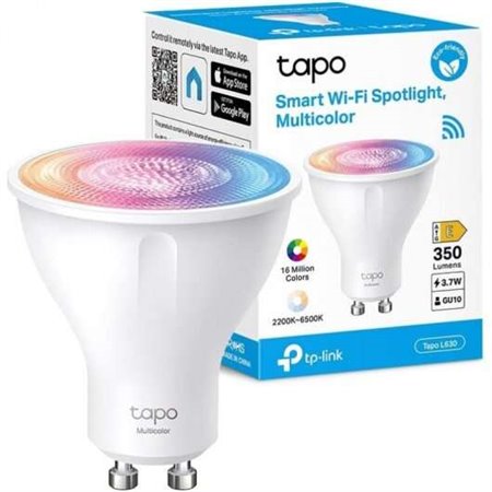 TP-Link Tapo L630 Lâmpada inteligente RGB Wi-Fi regulável GU10 350lm - Controle de voz - Controle remoto - Economia de energia