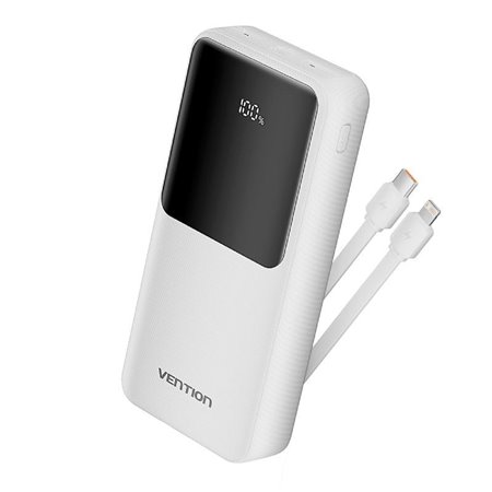 Powerbank 20000mAh Vention FHPW0/ 22.5W/ Branca/ Inclui Cabo USB-C e Lightning