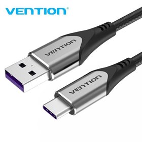 Cabo USB 2.0 USB-C Vention COFHH/ USB-C Macho - USB Macho/ Até 100W/ 480Mbps/ 2m/ Cinza
