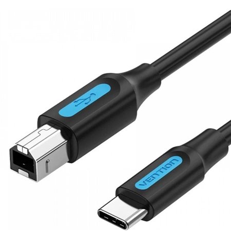 Cabo USB 2.0 Impressora Vention CQUBF/ USB Tipo-B Macho - USB-C Macho/ 480Mbps/ 1m/ Preto