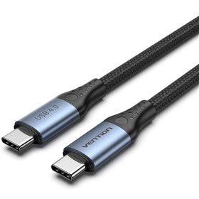 Cabo USB 4.0 USB-C 5A Vention TAVHF/ USB-C Macho - USB-C Macho/ Até 240W/ 40Gbps/ 1m/ Cinza