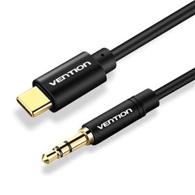 Cabo Conversor Audio Vention BGABG/ USB-C Macho - Jack 3.5 Macho/ 1.5m/ Preto