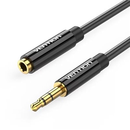 Cabo Stereo Vention BBZBD/ Jack 3.5 Macho - Jack 3.5 Fêmea/ 50cm/ Preto