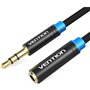 Cabo Stereo Vention VAB-B06-B050-M/ Jack 3.5 Macho - Jack 3.5 Fêmea/ 50cm/ Preto