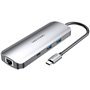 Dock USB Tipo-C Vention TOMHB, 1xHDMI, 2xUSB, 1xUSB Tipo-C, 1xUSB Tipo-C PD, 1xRJ45, 1xLeitor de cartões SD e MicroSD, Jack 3.5,